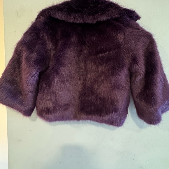 Habitual Girl Plum Purple Faux Fur Coat - Size 4/5 - Picture 12 of 12